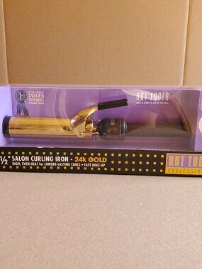 HOT TOOLS Professional 1.5" Gold Curling Iron 24K Multi Heat Control #1102